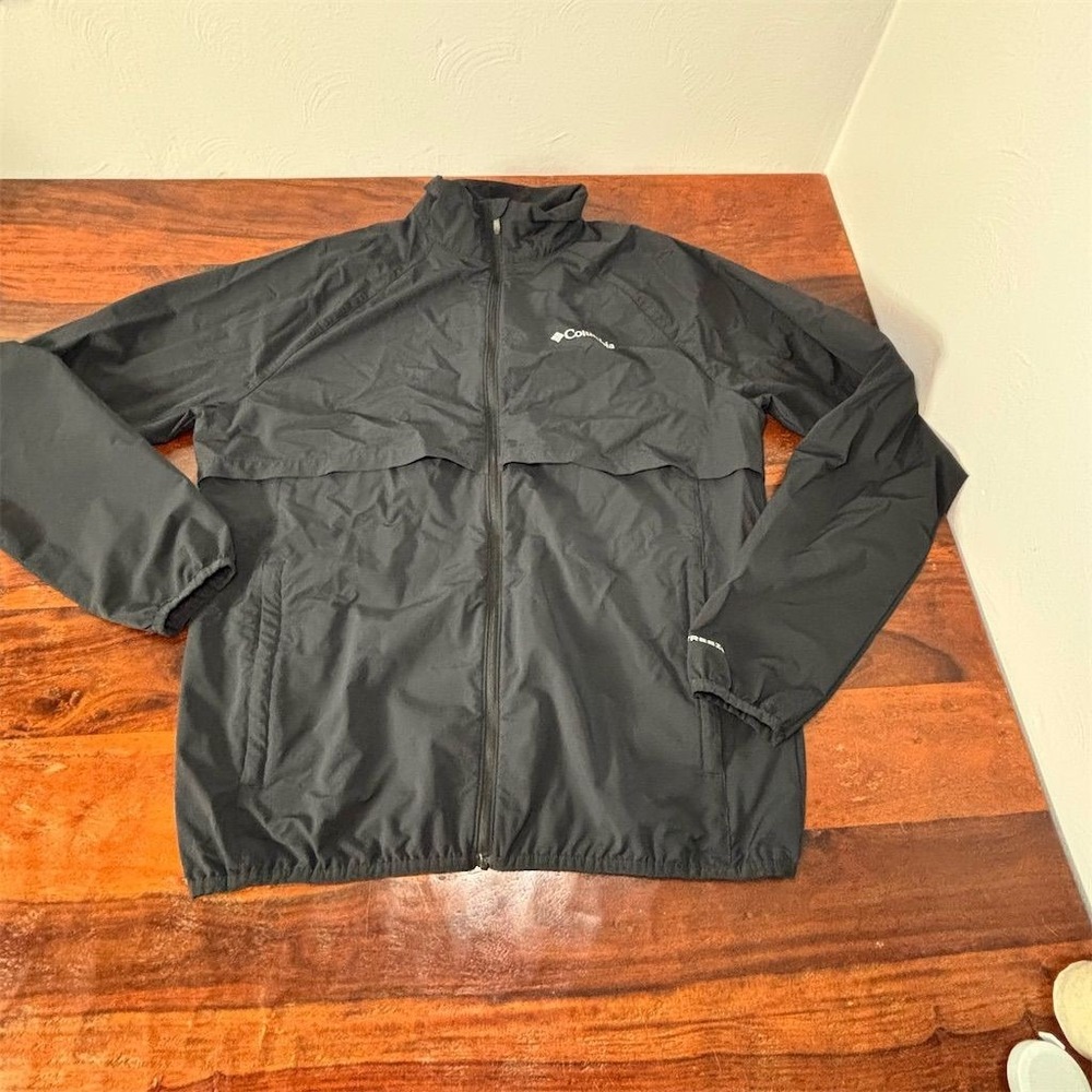 Columbia Men's Black Windbreaker Jacket M Water Resistant Full Zip